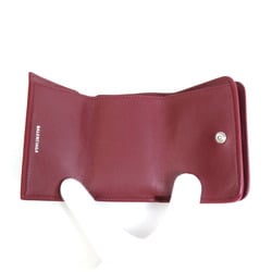 BALENCIAGA Trifold Wallet Leather Bordeaux Unisex