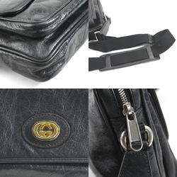 GUCCI Crossbody Shoulder Bag Leather/Canvas Black Unisex 574760