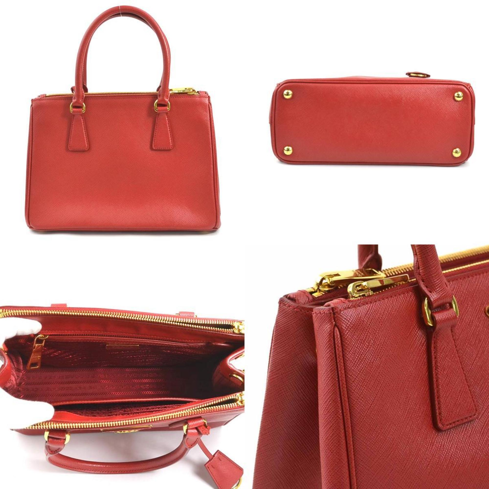 PRADA Handbag Shoulder Bag Galleria Leather Red Ladies 1BA863