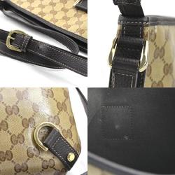 GUCCI Crossbody Shoulder Bag GG Crystal PVC/Leather Brown Gold Unisex 268642