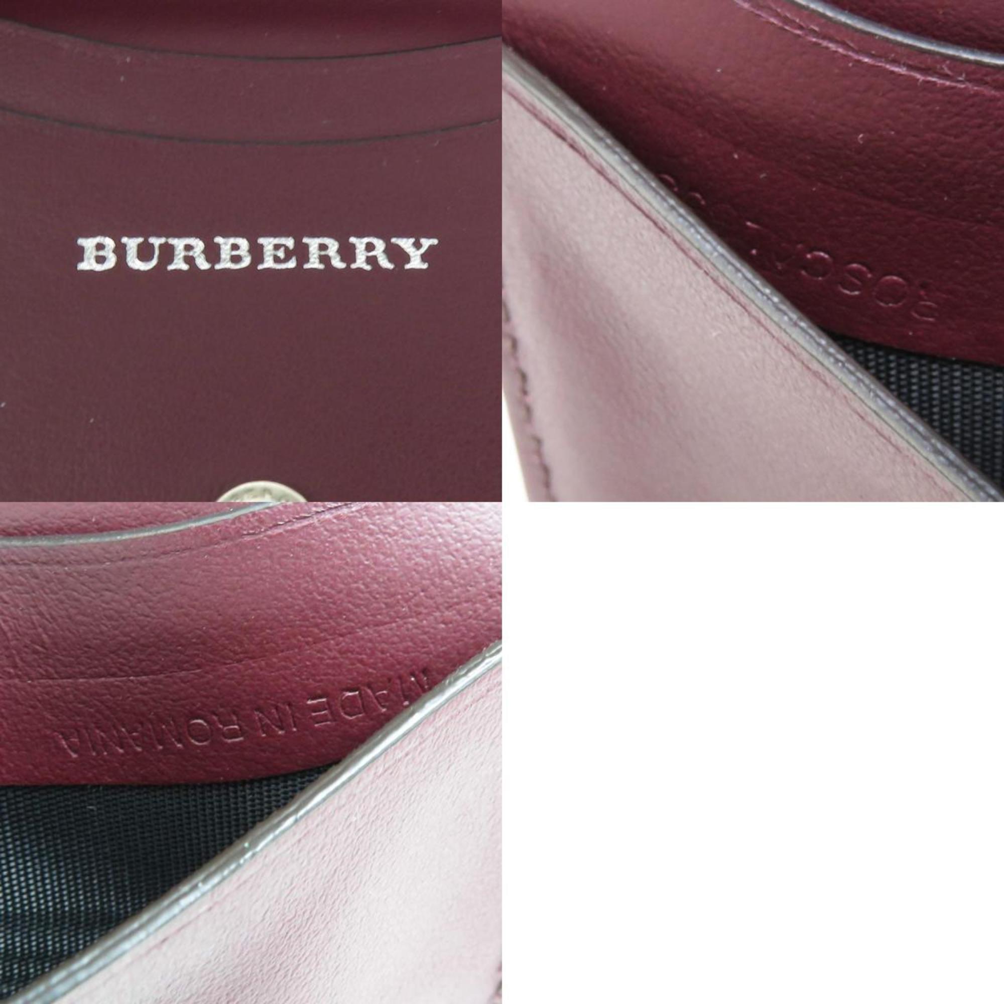 BURBERRY Card Case Business Holder Leather Pink x Bordeaux Ladies