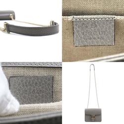 GUCCI Crossbody Shoulder Bag Interlocking G Leather/Metal Gray/Light Gold Women's 510304