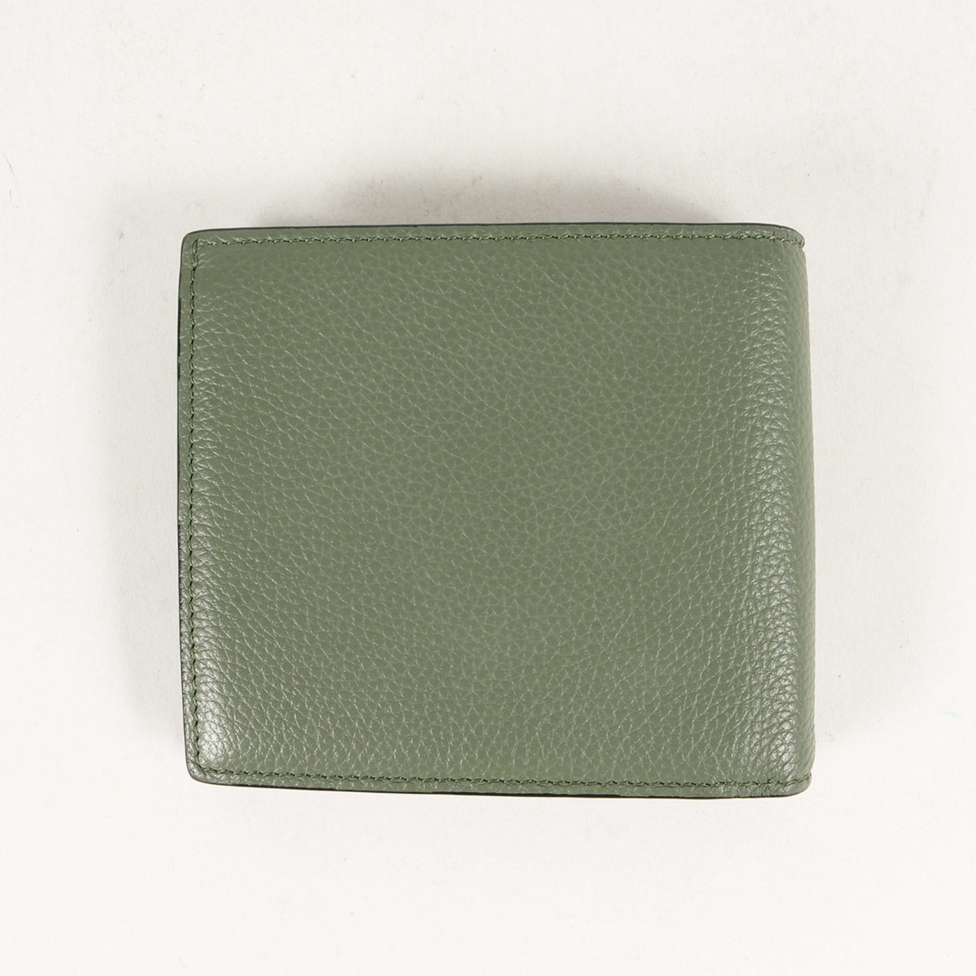 LOEWE Bifold Wallet Soft Grain Calf Billfold Card Case Coin Green Men's
