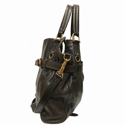 Burberry Brown Leather 2way Bag Shoulder Handbag Ladies