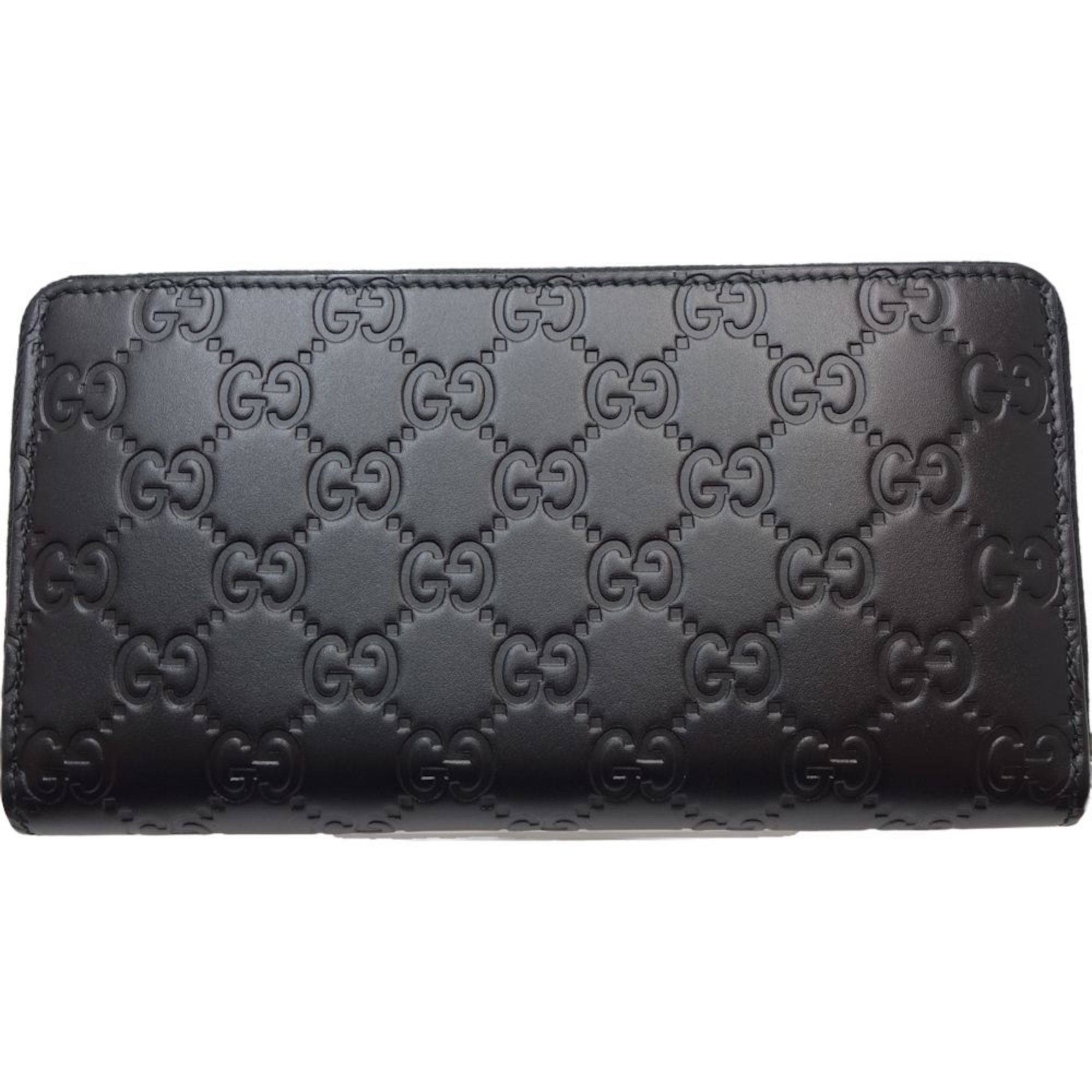 GUCCI Round Zipper Guccisima 307987 Long Wallet Leather Black 083444