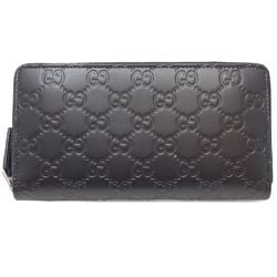 GUCCI Round Zipper Guccisima 307987 Long Wallet Leather Black 083444