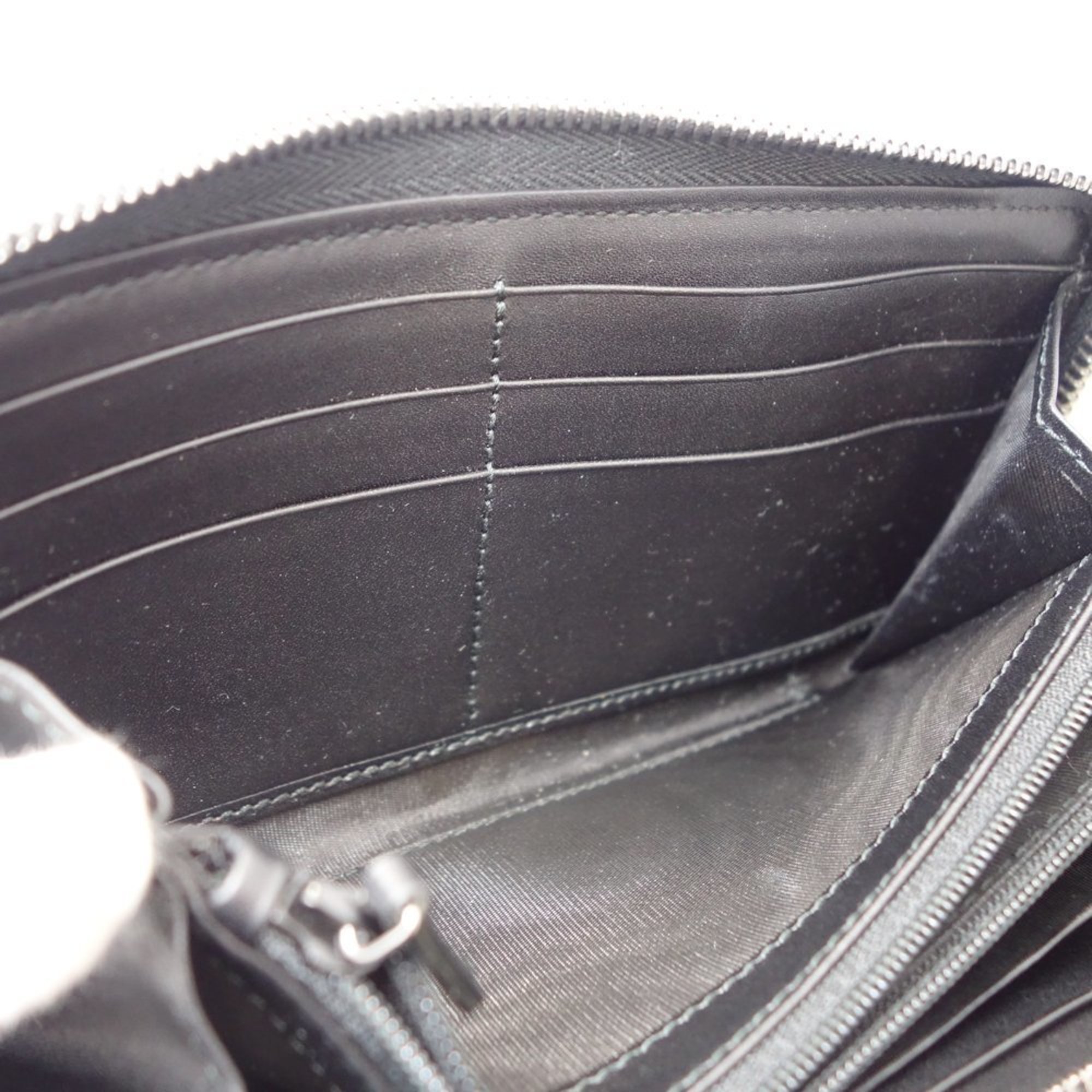 GUCCI Round Zipper Guccisima 307987 Long Wallet Leather Black 083444