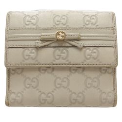 GUCCI W hook Guccisima 256997 bifold wallet leather ivory 083701