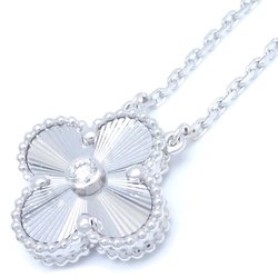 Van Cleef & Arpels Vintage Alhambra Necklace 2020 Holiday Limited VCARP6L800 Guilloche 1P Diamond K18WG White Gold 290836