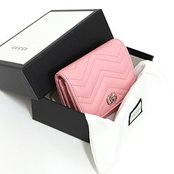 GUCCI GG Marmont Card Case Wallet with Coin & Bill Holder Chevron Quilting 598629 Pink