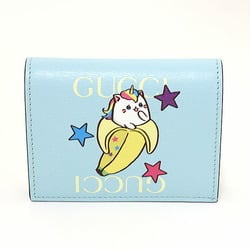 GUCCI Bananya Card Case Wallet Blue Leather Rainbow 701009