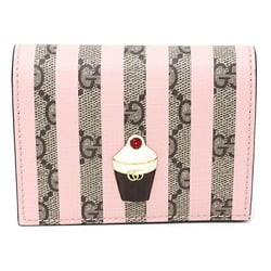 GUCCI GG Supreme Card Case Wallet with Coin & Bill Holder Ice Cream 701489 Pink Beige