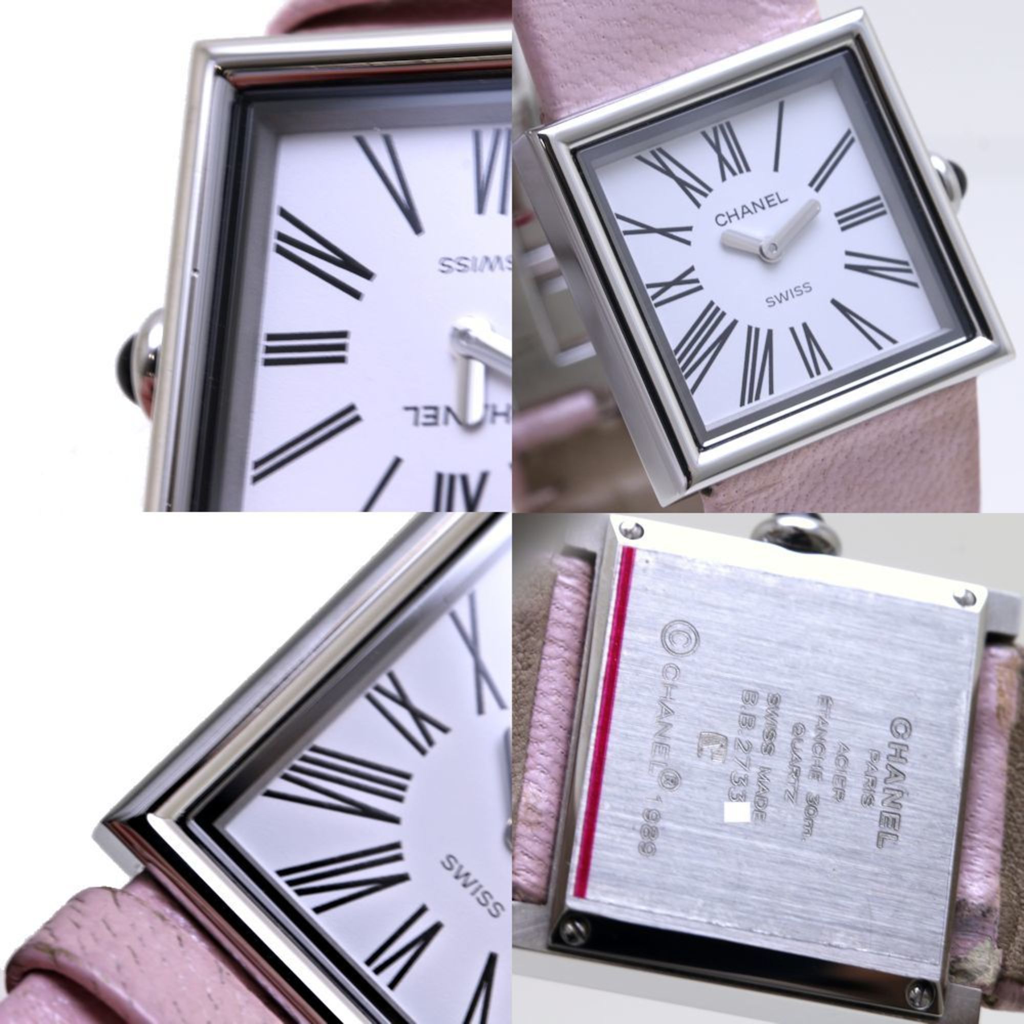CHANEL Mademoiselle H0572 Stainless Steel x Genuine Leather Ladies 38935
