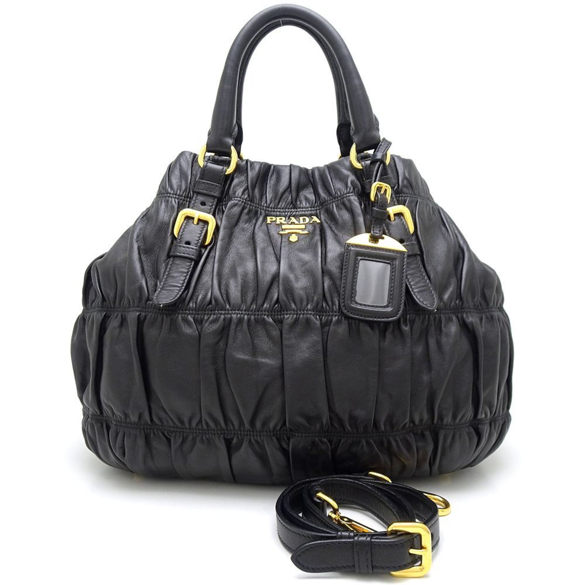 Prada PRADA BN1789 2Way Bag Leather Black 350311