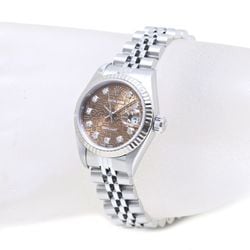 ROLEX Datejust 79174G Havana Carved Computer 10P Diamond K18WG White Gold x Stainless Steel Ladies 39157