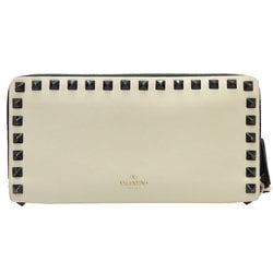 Valentino Garavani Round Zipper Studs JW0P0079VOQ Long Wallet Leather White 046027