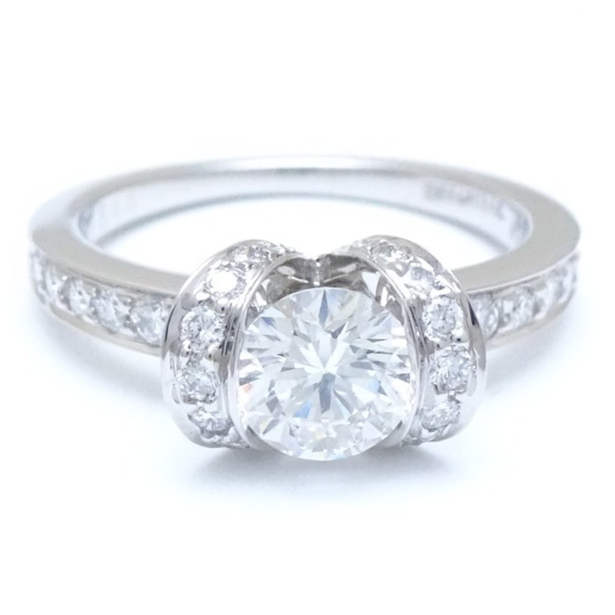 TIFFANY&Co. Tiffany Ribbon Ring Single Diamond 0.53ct H.VVS2 8 Pt950 Platinum 290906