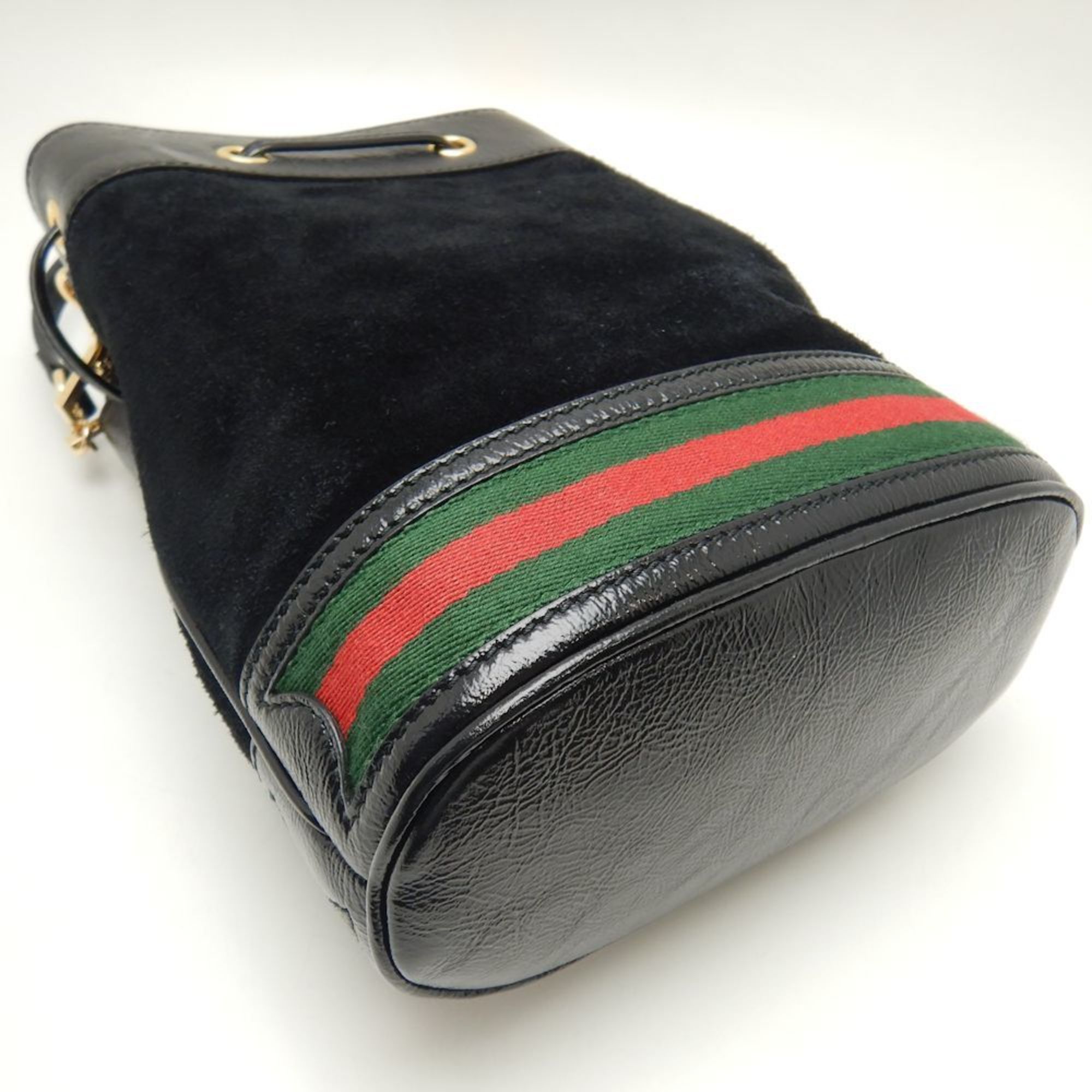 GUCCI Small Bucket Bag 550621 Shoulder 2WAY Ophidia Suede x Patent Leather Black 250612