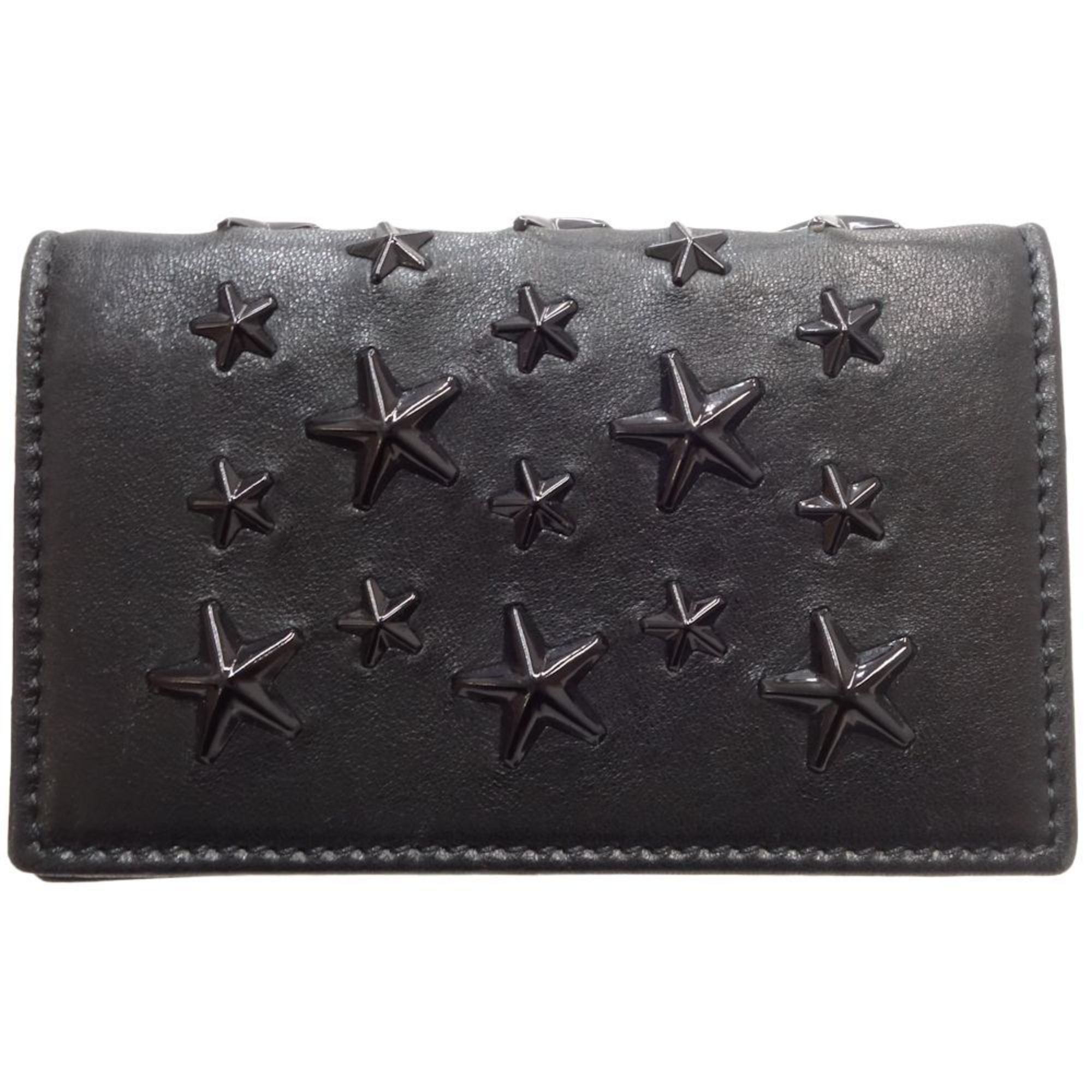 Jimmy Choo Star Studs NELLO Card Case Leather Black 083682