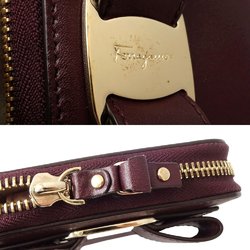 Salvatore Ferragamo Compact Wallet Rose Ribbon Bifold Leather Bordeaux 083652