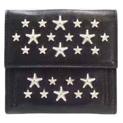 Jimmy Choo Star Studded Frida Bifold Wallet Leather Black 083683