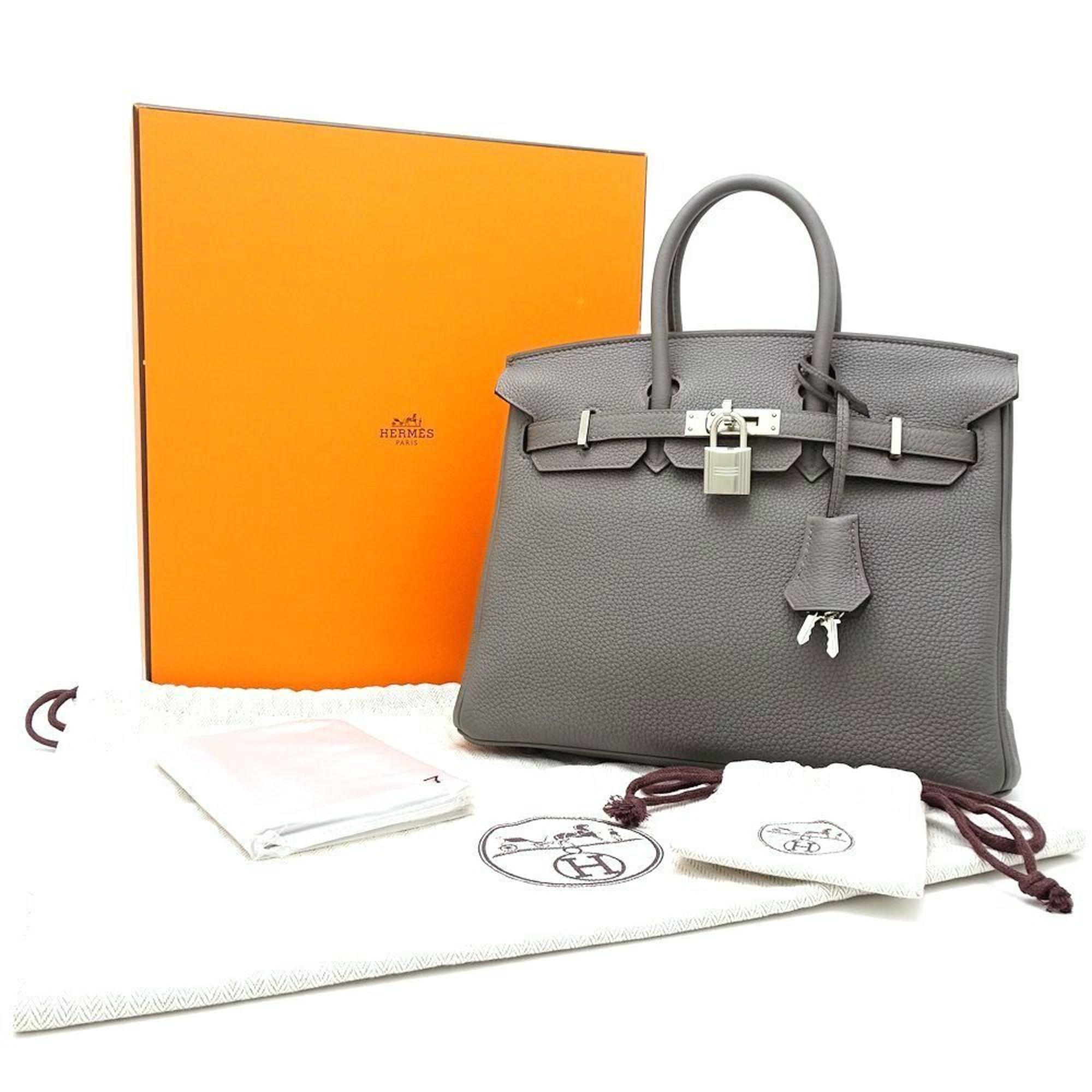 Hermes Birkin 25 handbag Togo Ethane x Silver hardware 151623