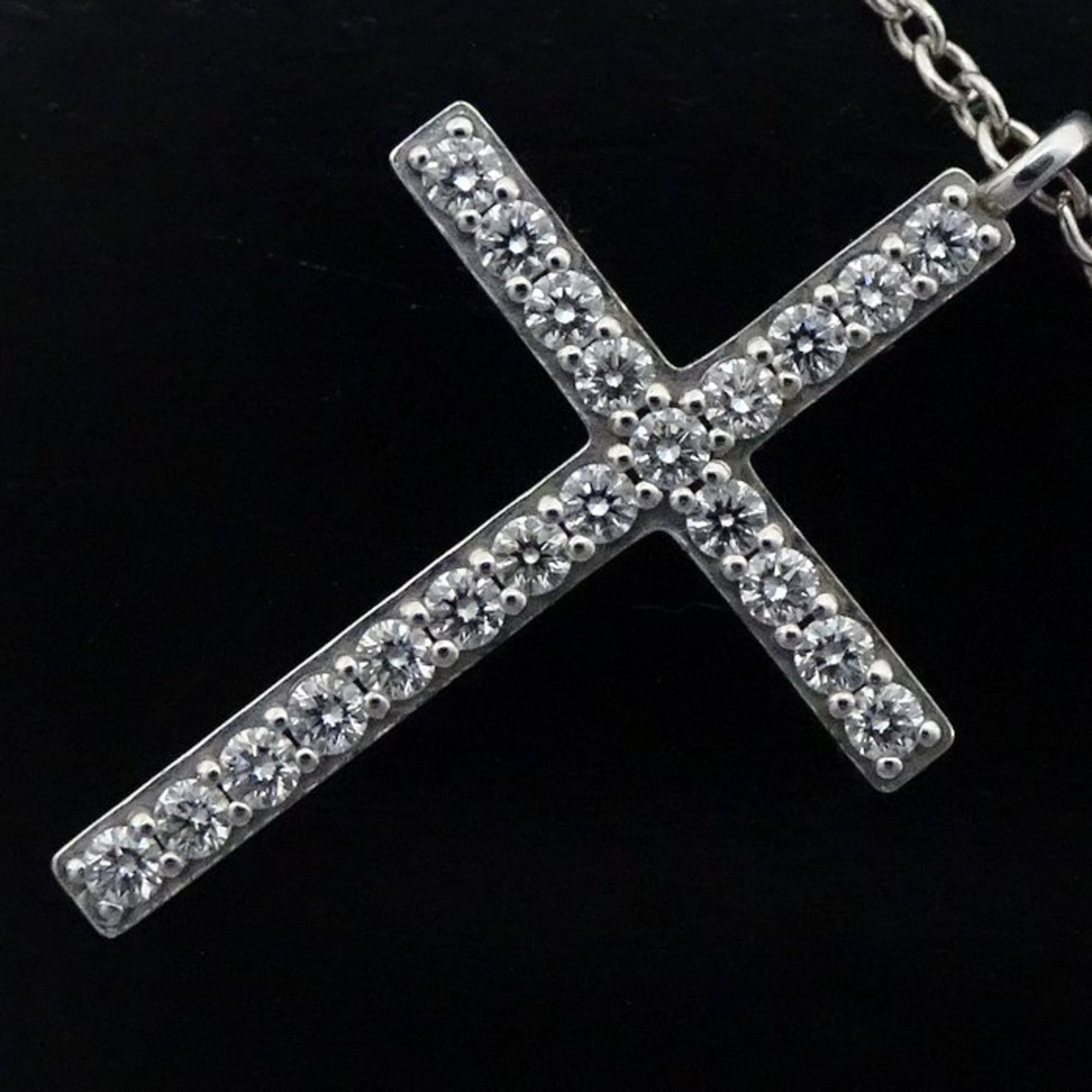 TIFFANY&Co. Tiffany Metrocross Necklace Medium Diamond K18WG White Gold 290772
