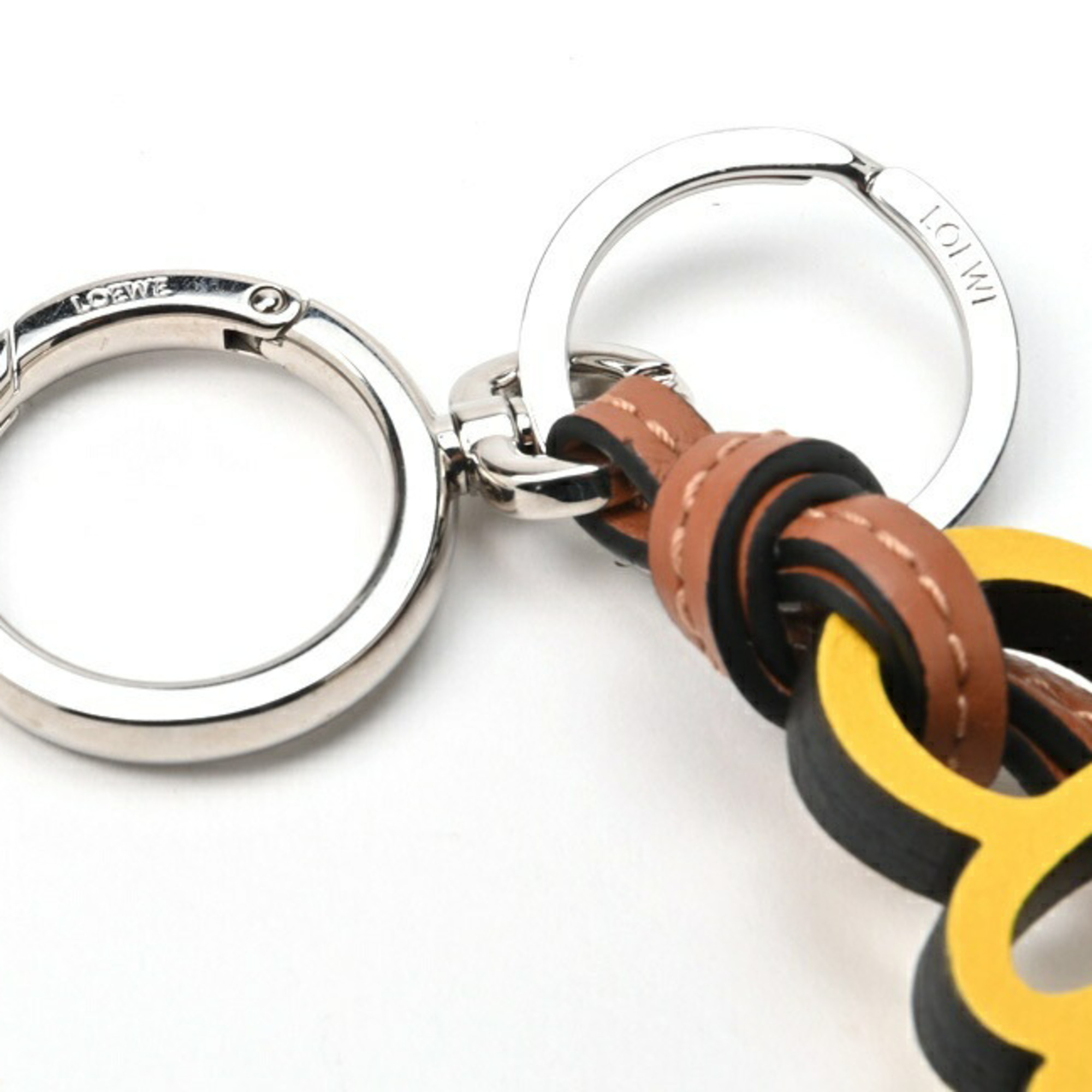 Loewe Anagram Charm Keyring Keychain C621232X83 Calf Metal Yellow S-154947