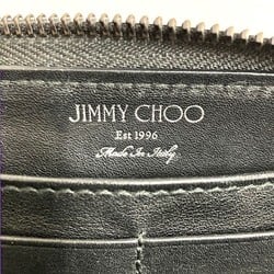 Jimmy Choo Carnaby Star Studded Round Zipper Black Long Wallet Women's