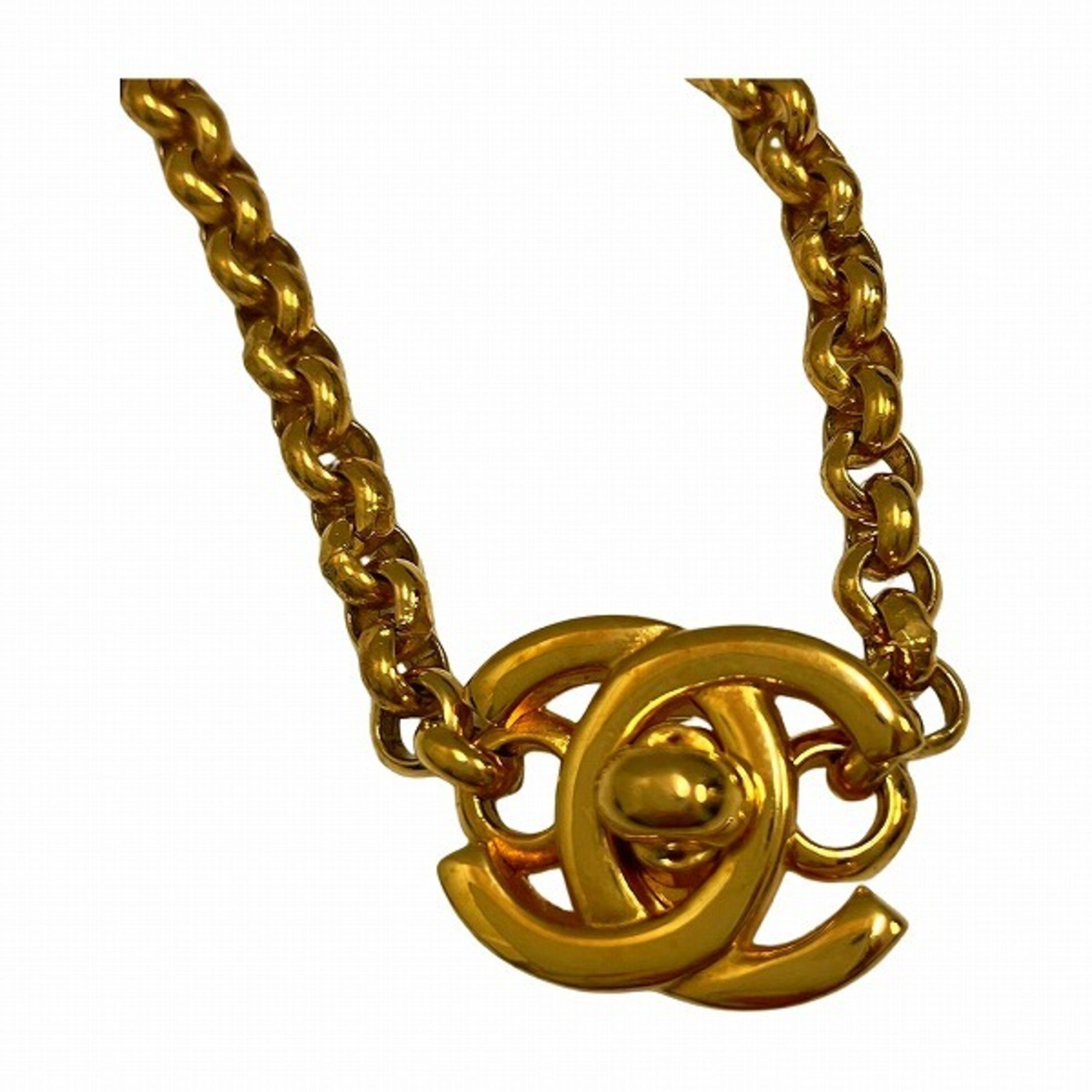 CHANEL Coco Mark Teardrop Turnlock Vintage Brand Accessories Necklace Women's