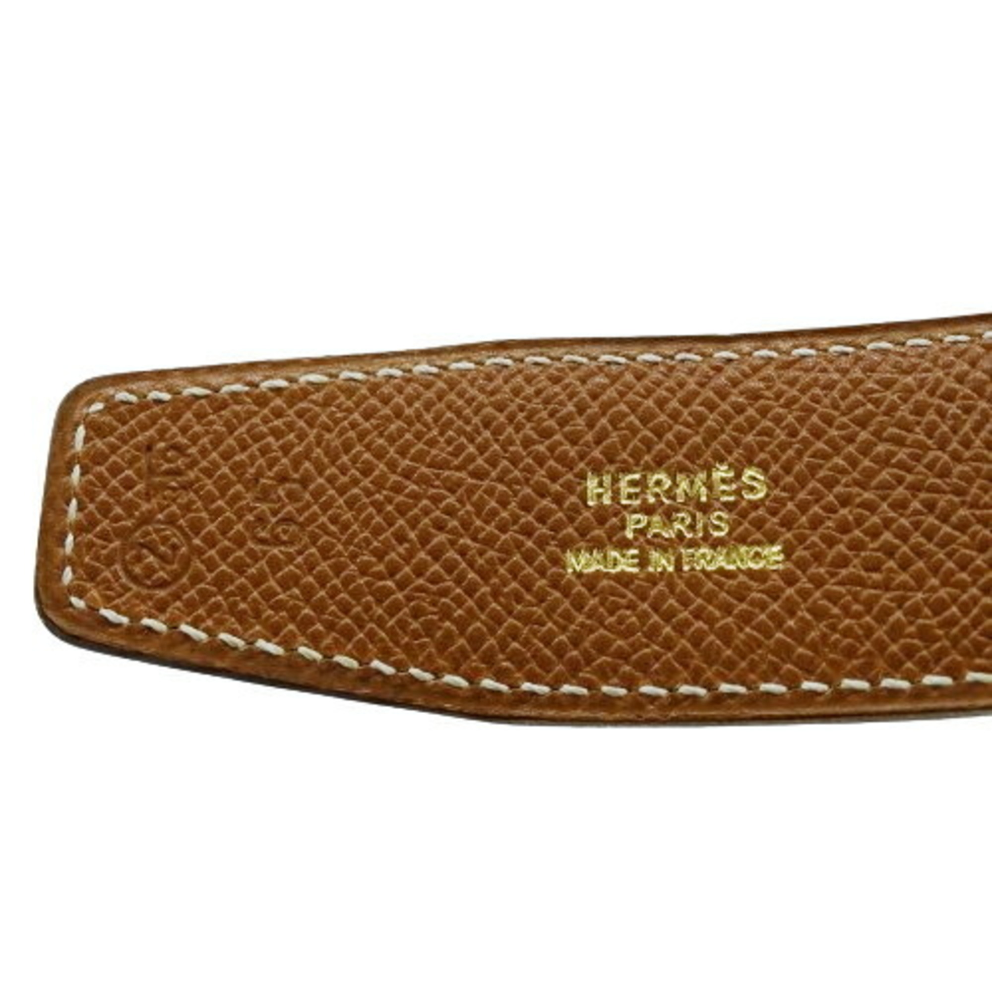 HERMES Belt Constance Ladies Brand Box Calf Vaux Epson Black Gold #65 Reversible 〇Z