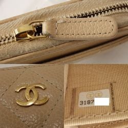 CHANEL Matelasse Coin Purse AP0126 Case Caviar Skin Beige 083223