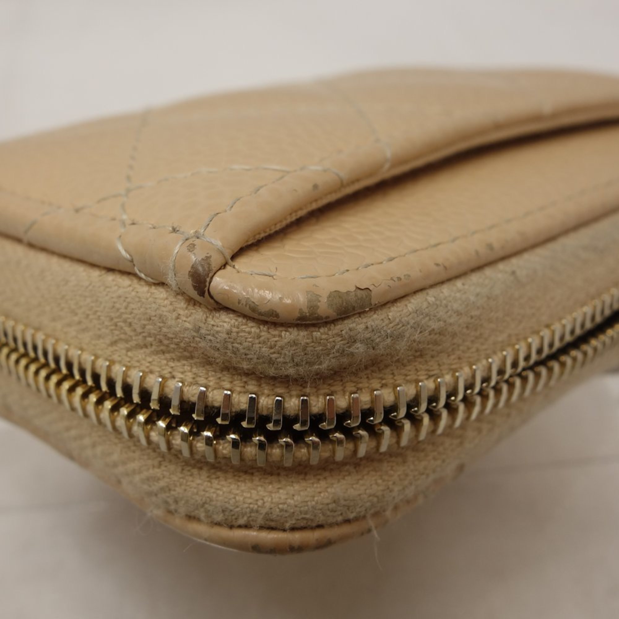 CHANEL Matelasse Coin Purse AP0126 Case Caviar Skin Beige 083223