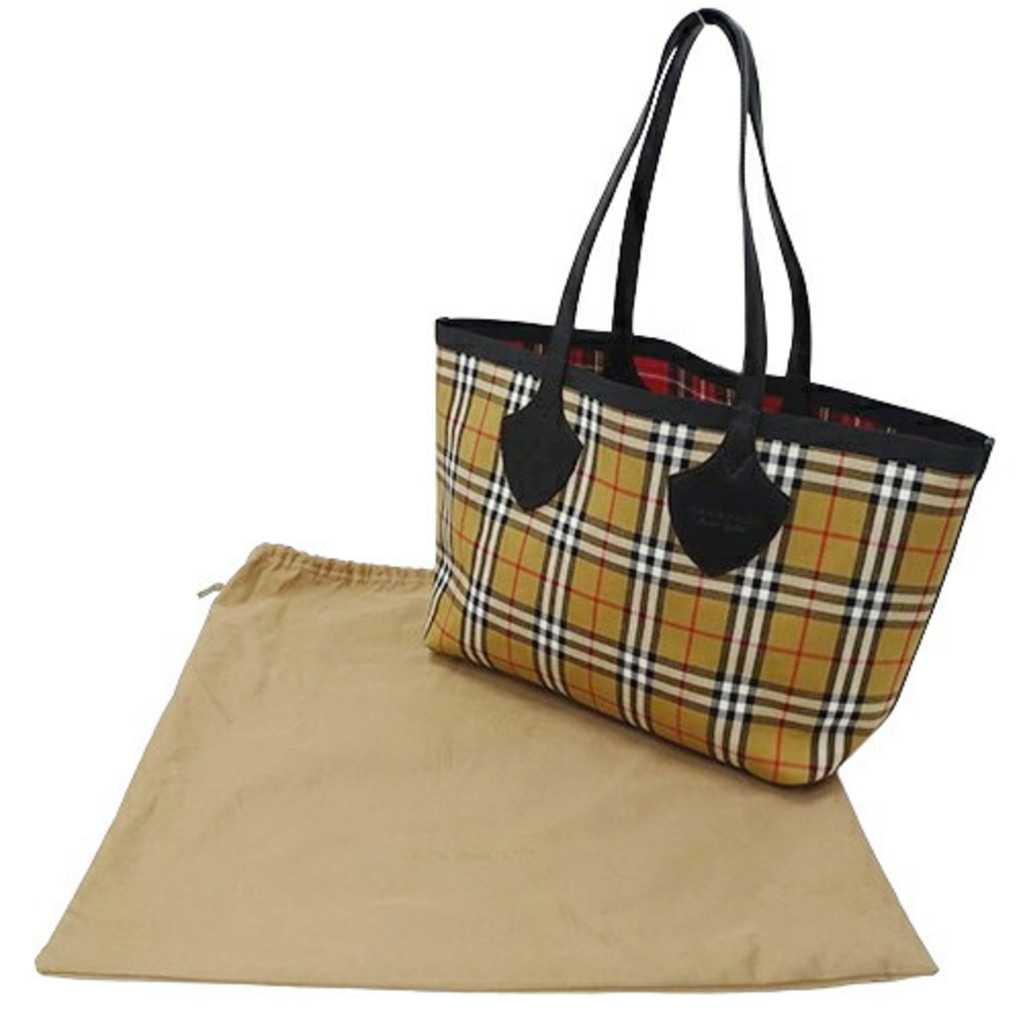 Burberry BURBERRY bag ladies brand tote reversible canvas beige red 4069796 check
