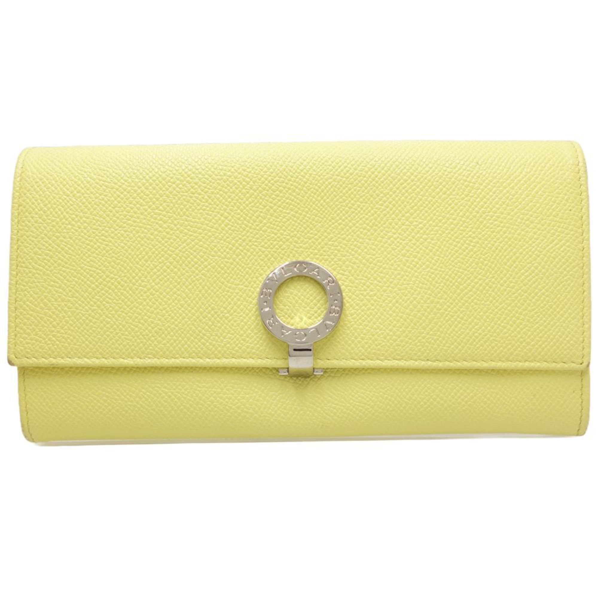 Bulgari BVLGARI bi-fold logo clip 280526 long wallet grain calf yellow 083704