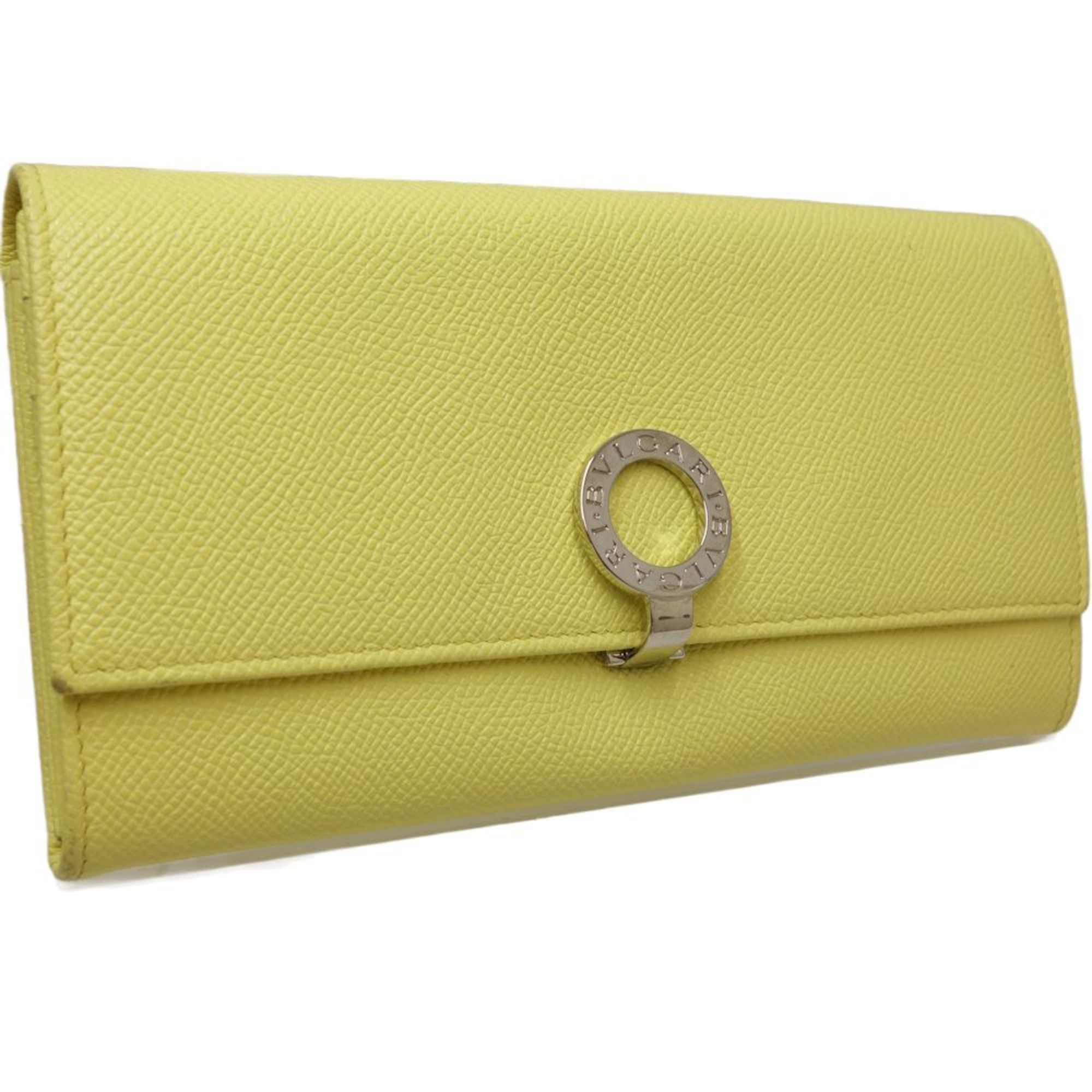 Bulgari BVLGARI bi-fold logo clip 280526 long wallet grain calf yellow 083704