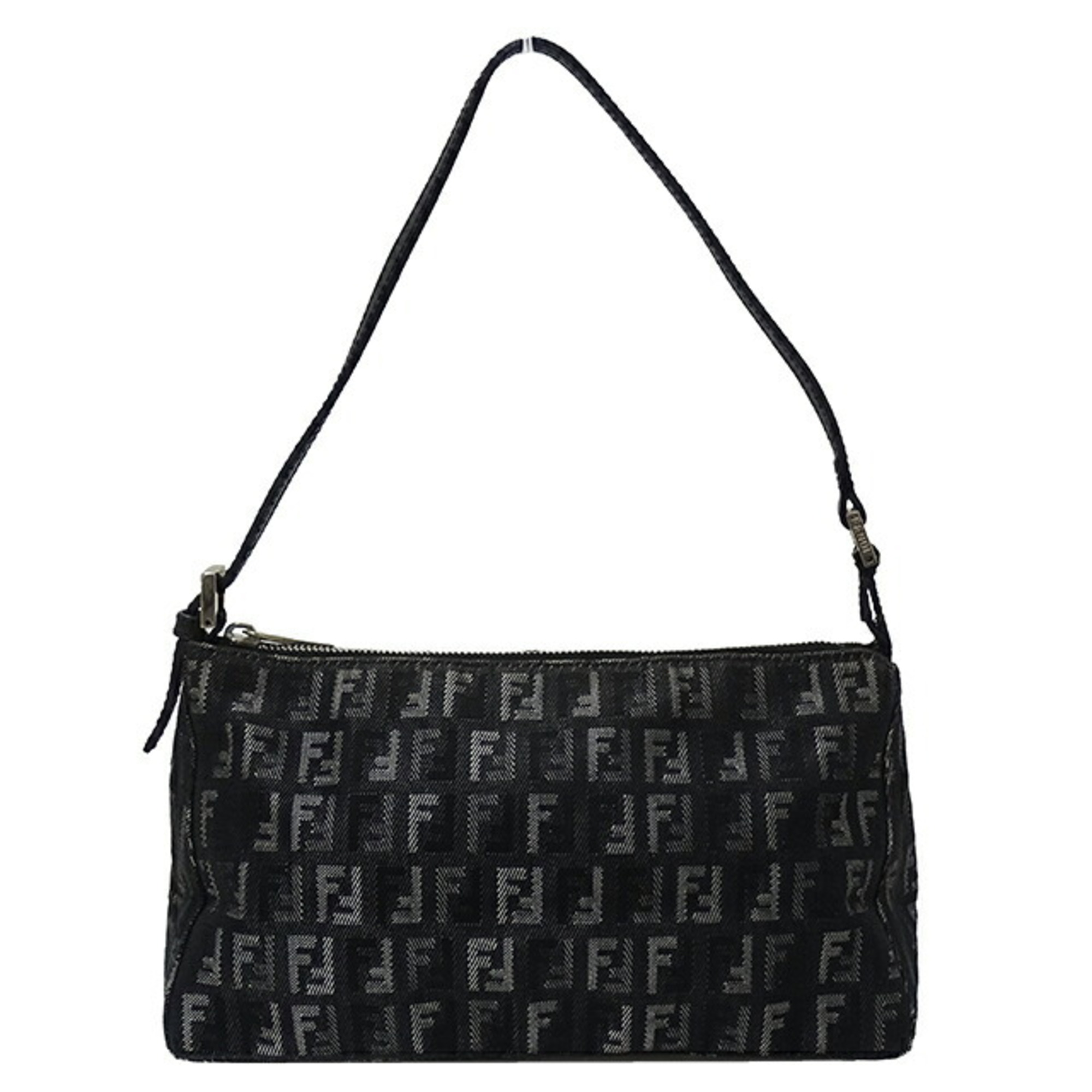 FENDI Bag Women's Brand Zucchino Shoulder Black Gray 8BR267 One 