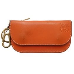 LOEWE Mini Wallet Gate Trifold Leather Orange 083126