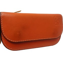 LOEWE Mini Wallet Gate Trifold Leather Orange 083126