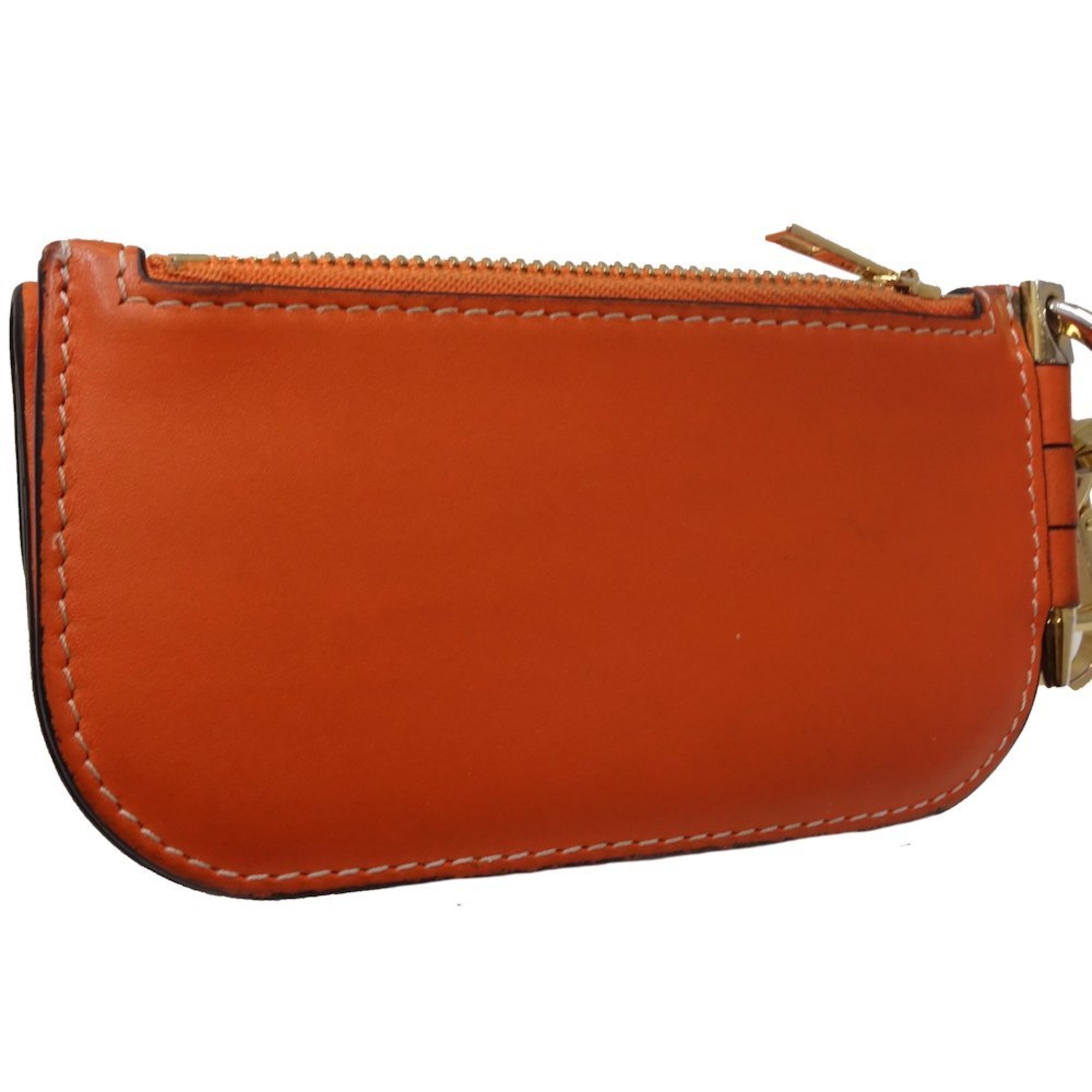 LOEWE Mini Wallet Gate Trifold Leather Orange 083126