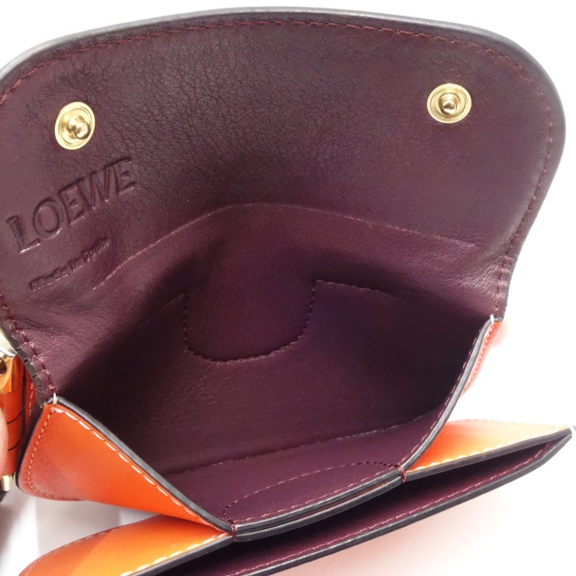 LOEWE Mini Wallet Gate Trifold Leather Orange 083126