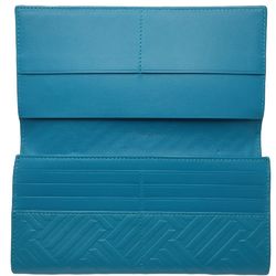 BOTTEGA VENETA Debossed Intrecciato Long Wallet Leather Blue 083533