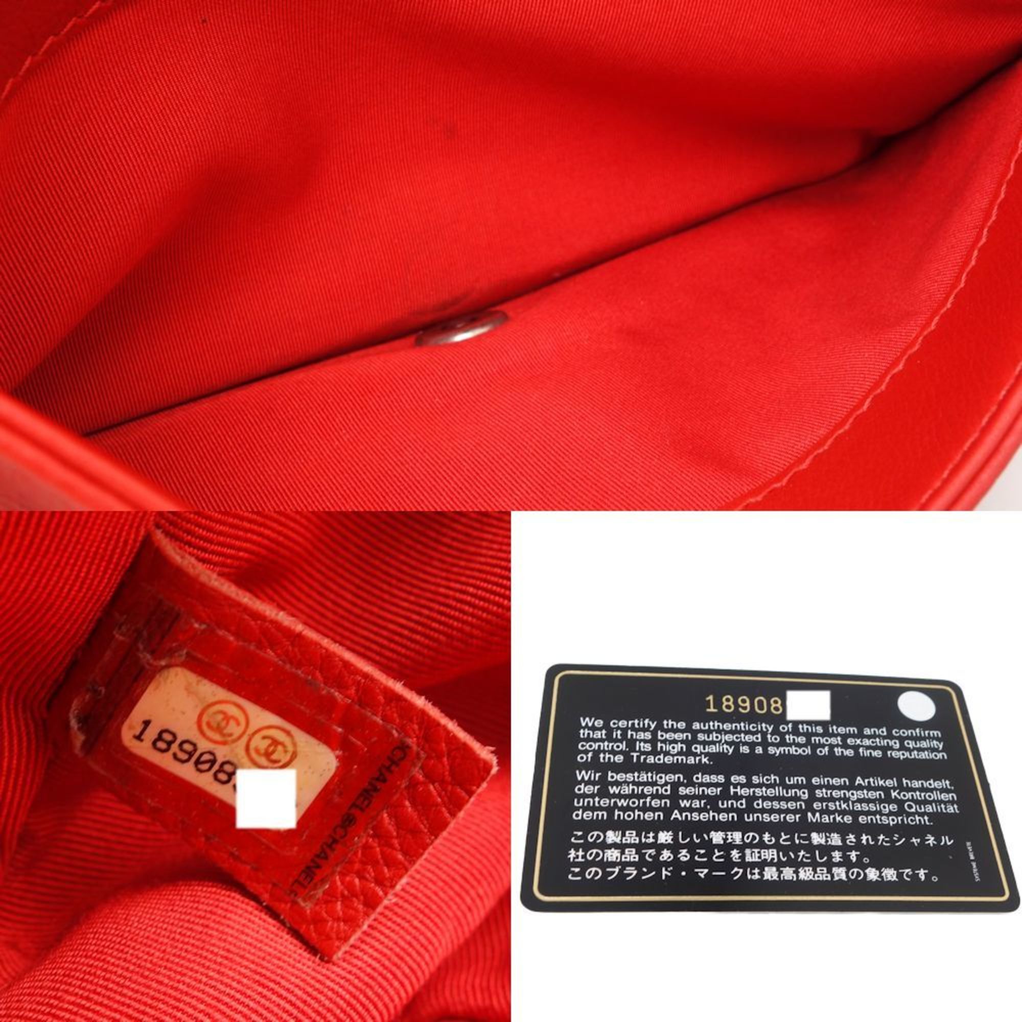 CHANEL Boy Chanel Chain Shoulder Crossbody Bag Lambskin Red 450070