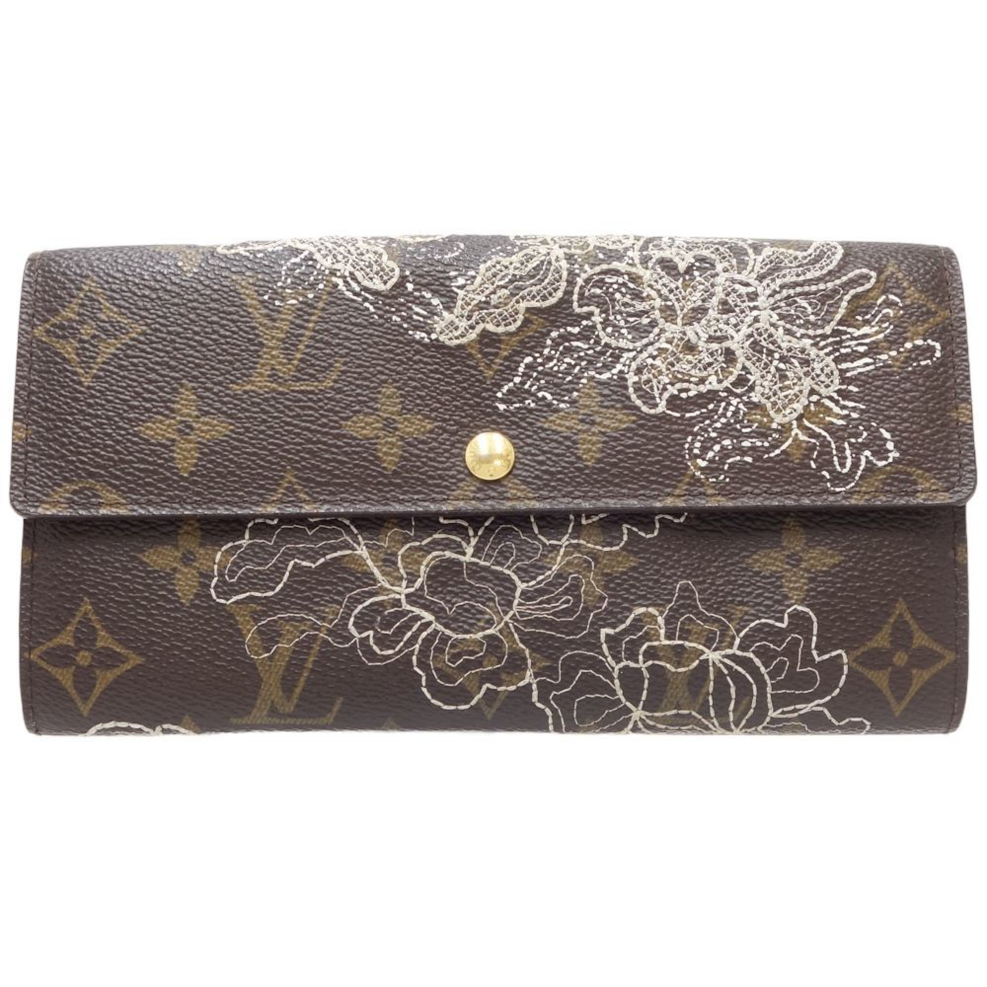 LOUIS VUITTON Portefeuille Sarah M95390 Long Wallet Dantelle Brown 083715