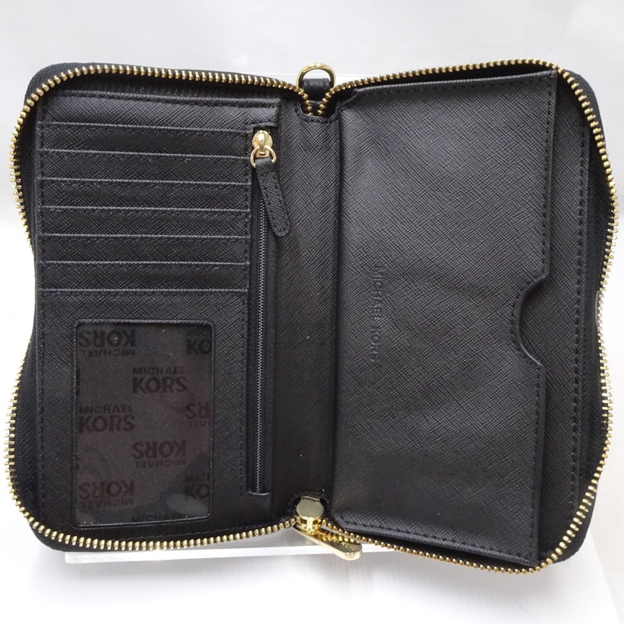 Michael Kors Round Zipper 35H5GFTE3L Long Wallet Leather Black 080182