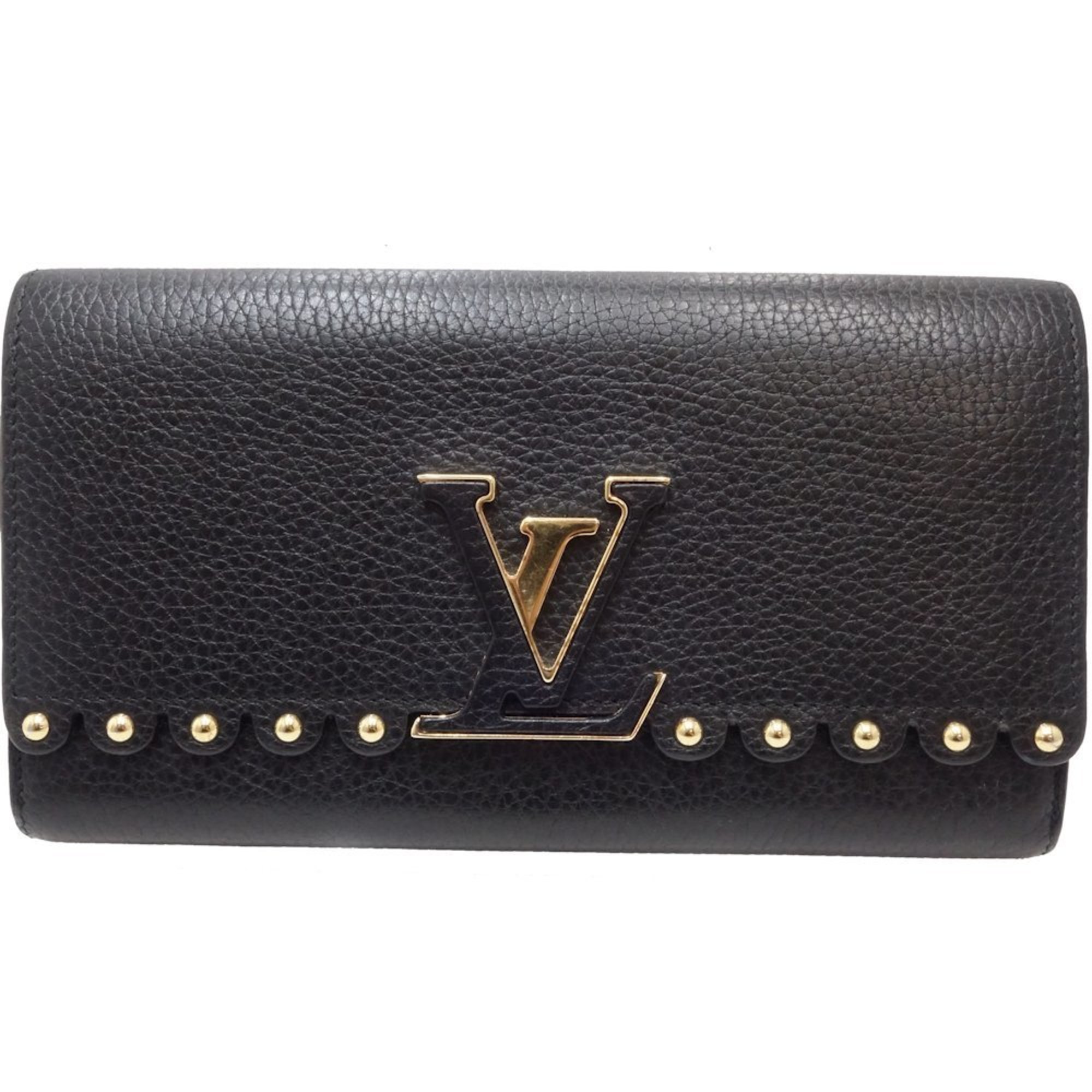 LOUIS VUITTON Portefeuil Capucines M64102 Long Wallet Taurillon Leather Black 083021