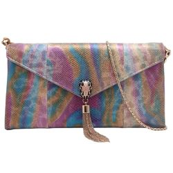 BVLGARI Serpenti Forever Shoulder Bag Calf Pink Gold Blue Multicolor 450052