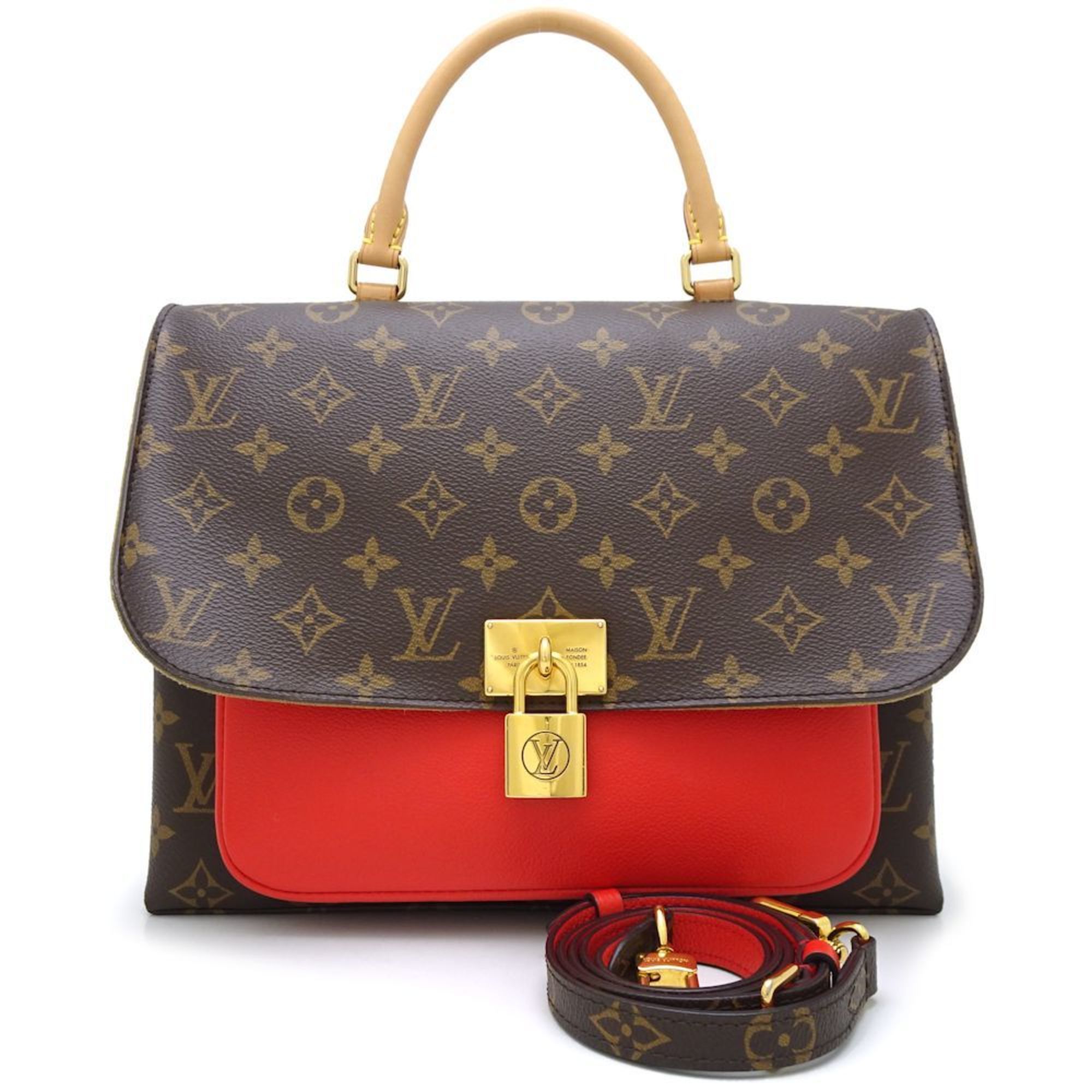 Louis Vuitton Monogram LOUIS VUITTON Marignan M44286 2Way Bag Brown Coquelicot 350611