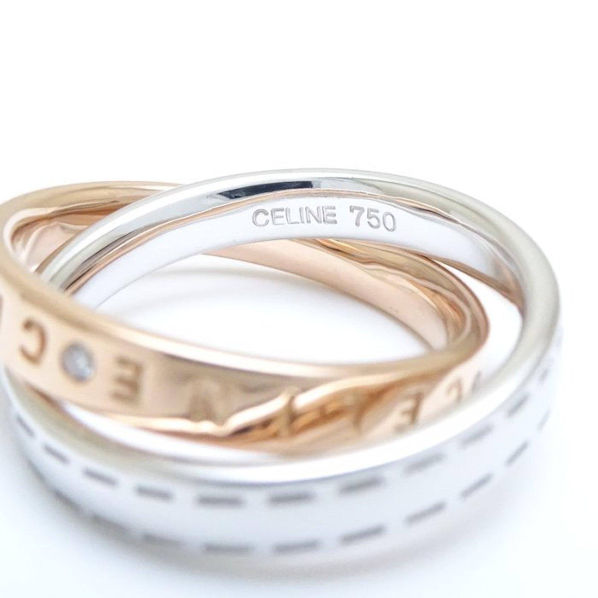 Celine CELINE 2-row diamond ring K18PG pink gold × K18WG white 290075