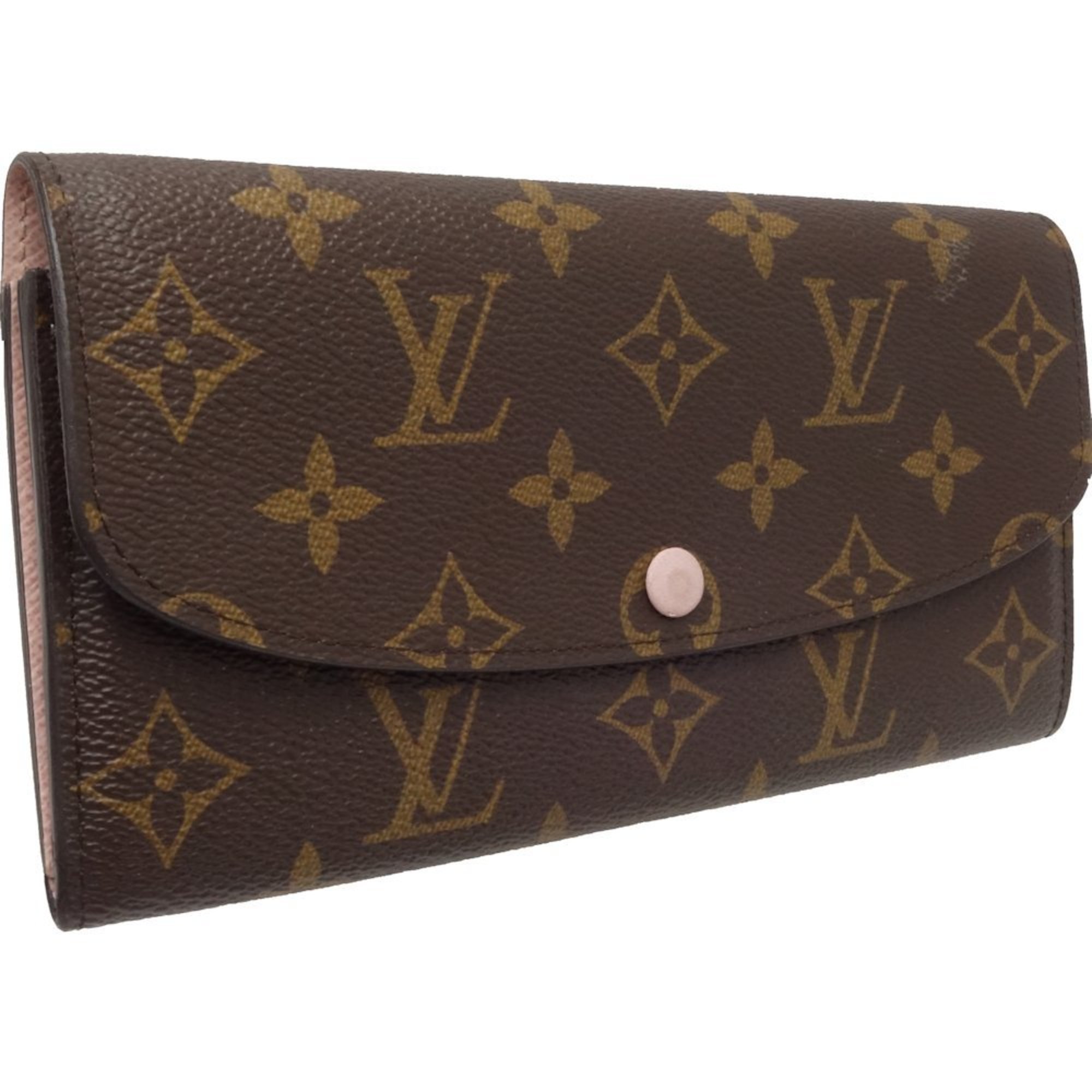 Louis Vuitton Monogram LOUIS VUITTON Portefeuil Emily M61289 Long Wallet Brown Rose Ballerine 083316